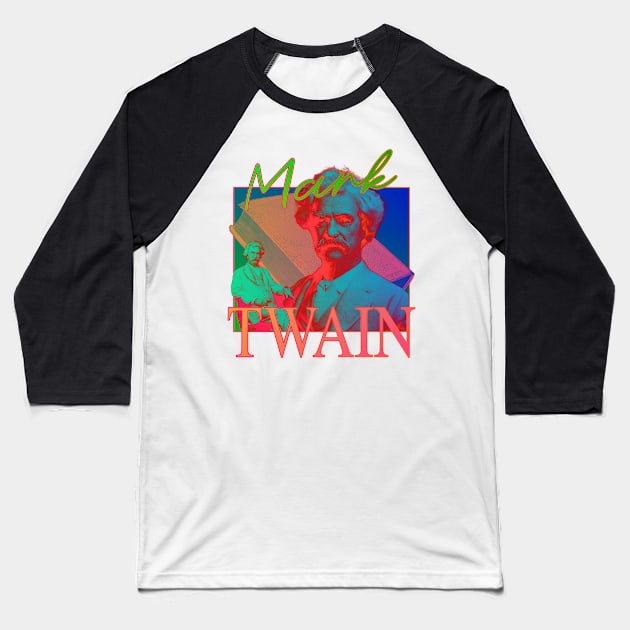 Mark Twain Trippy Psychedelic Tie Dye Baseball T-Shirt by blueversion